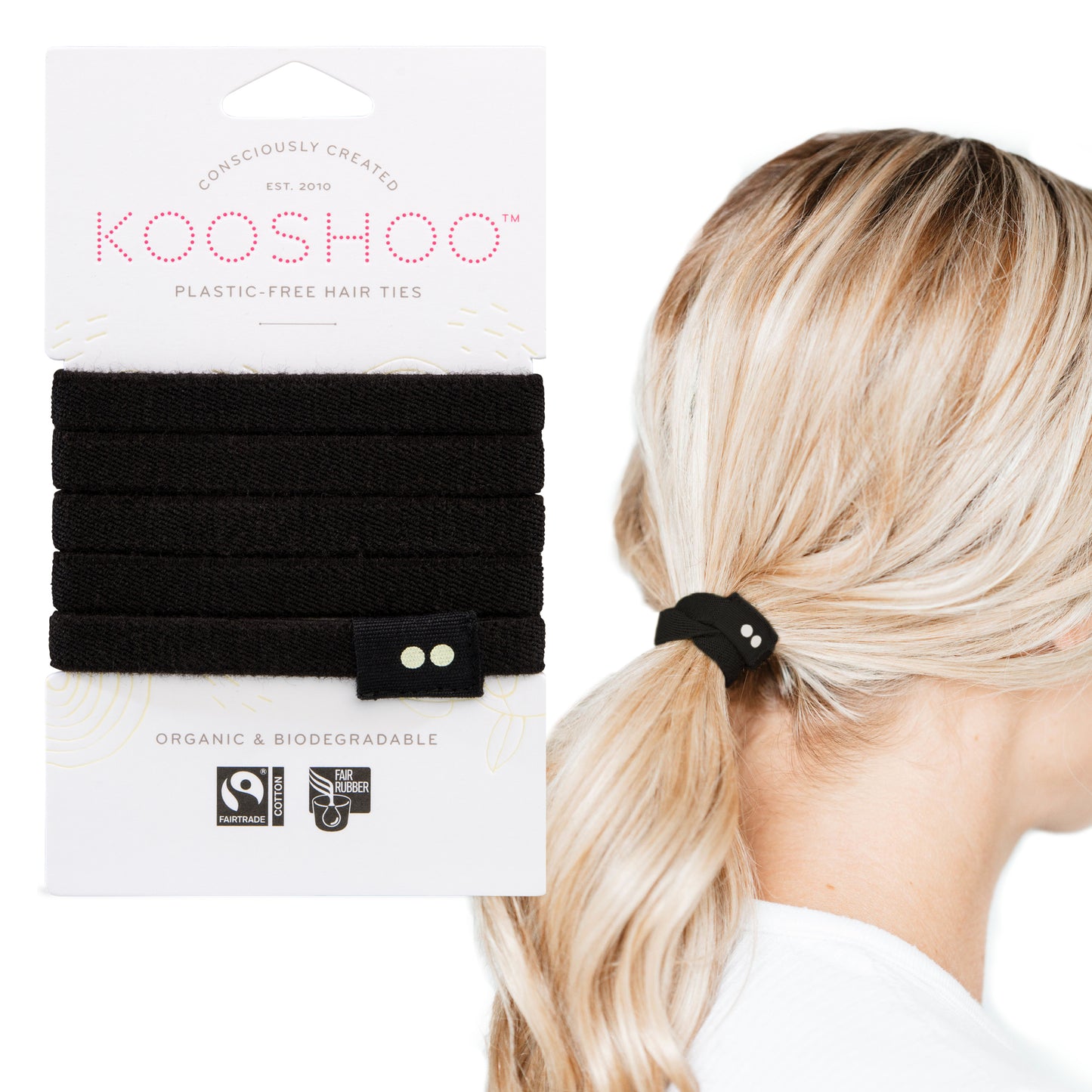 Hair Ties, Plastic-Free, Black
