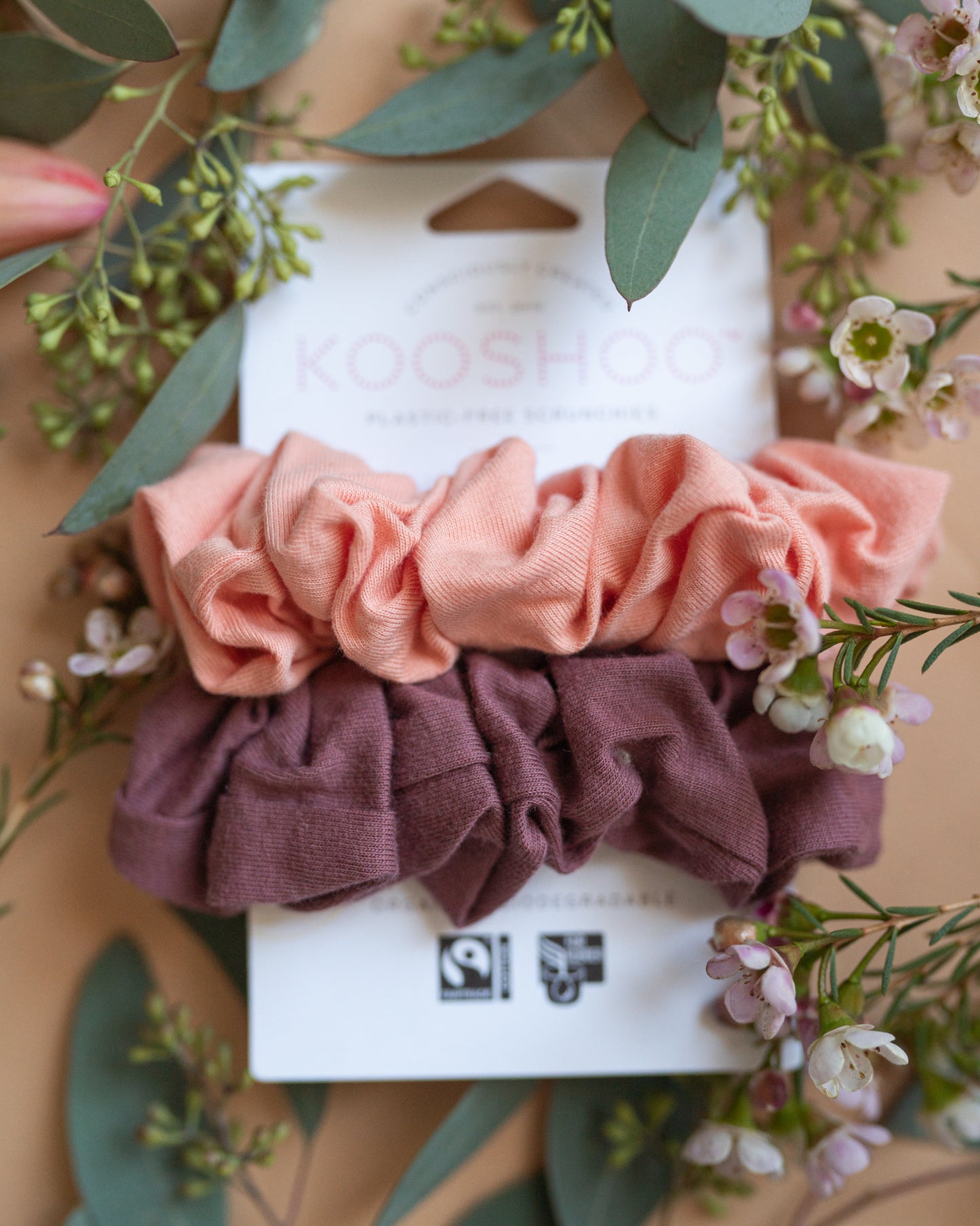 Scrunchie, Plastic Free, Coral Rose