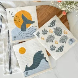 Swedish Dishcloths, Ocean Themed 3-Pack