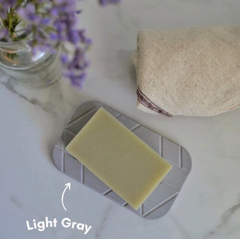 Geometric Quick-Dry Diatomite Soap Dish, Light Gray