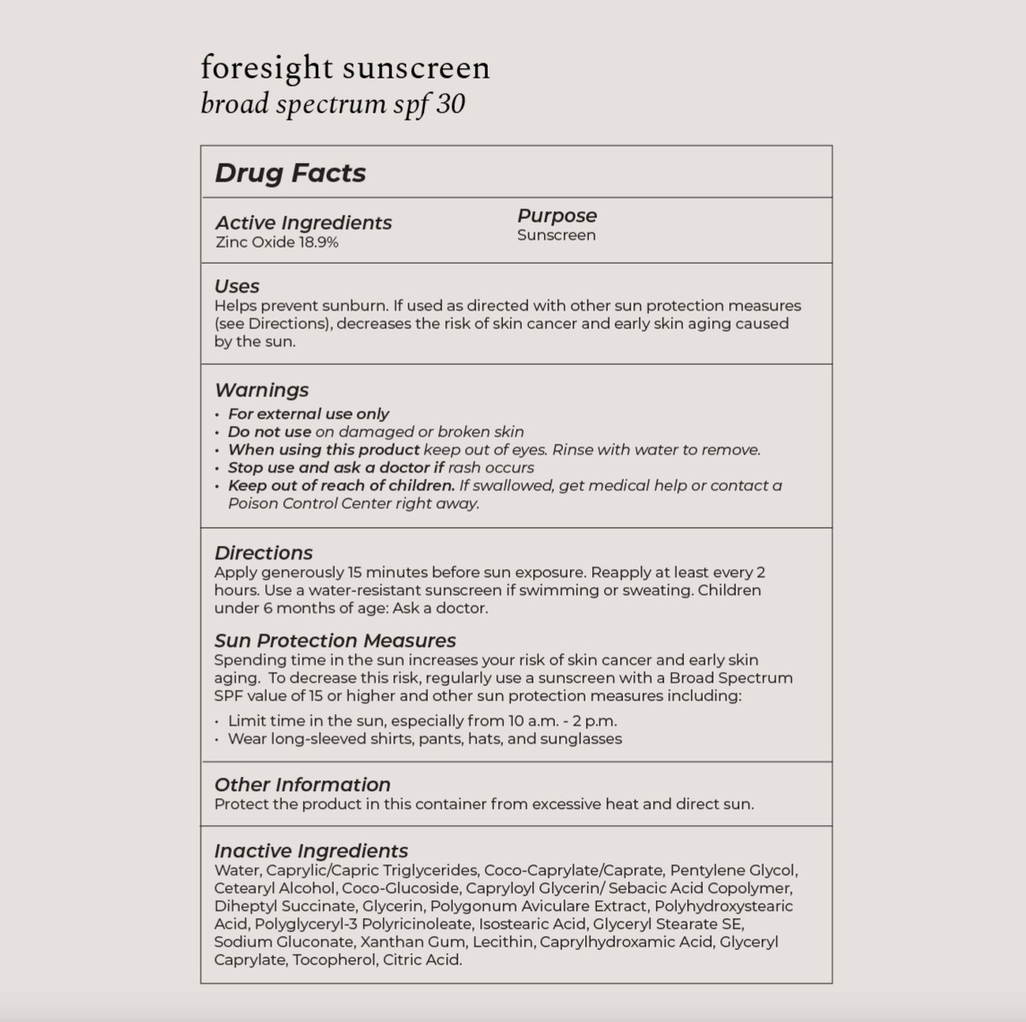 Refillable Foresight Sunscreen SPF 30 (600)