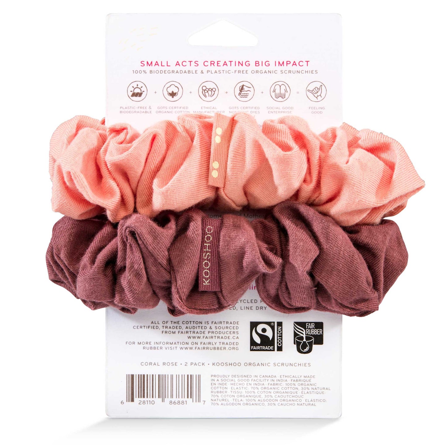 Scrunchie, Plastic Free, Coral Rose