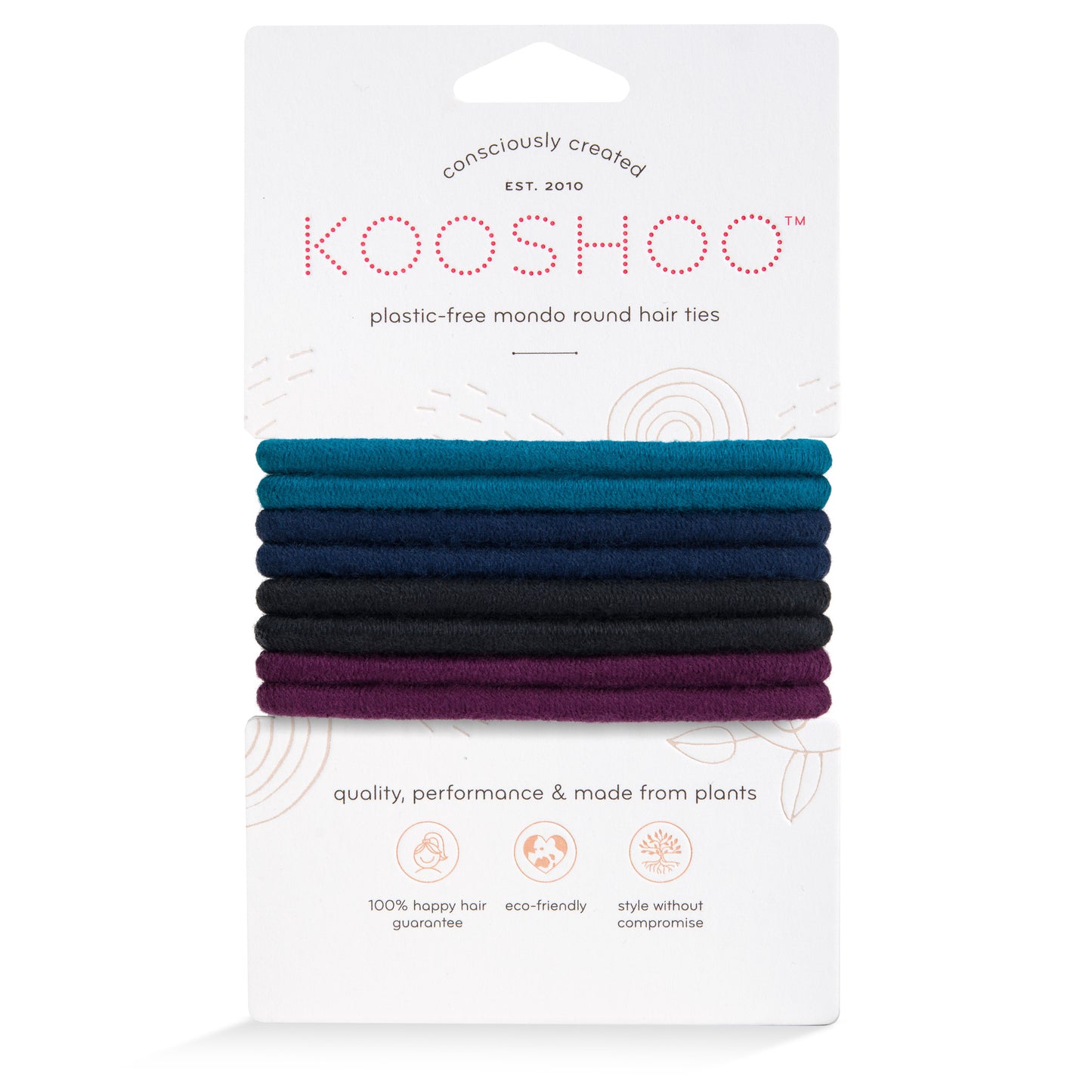Hair Ties, Plastic-Free, Dark Hues, Mondo Round 8 Pack