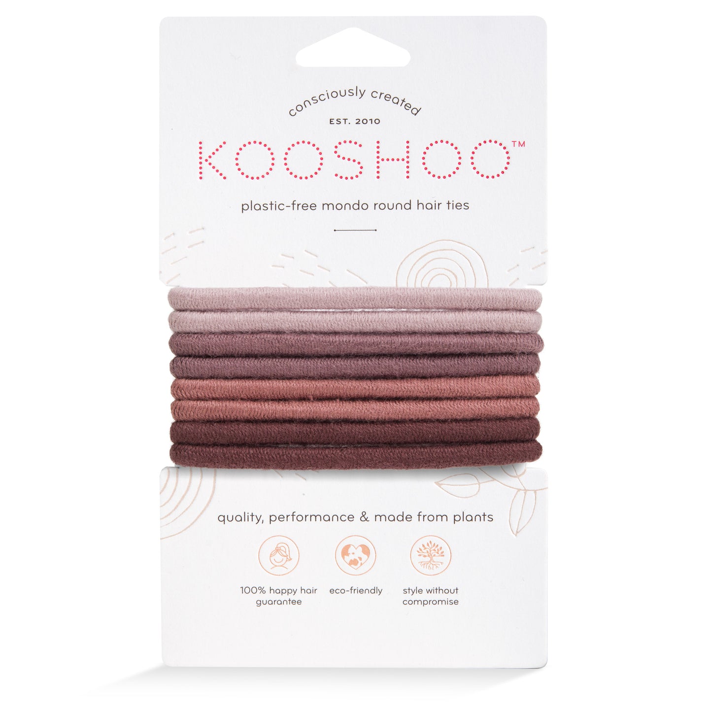 Hair Ties, Plastic-Free, Earth Tints, Mondo Round 8 Pack