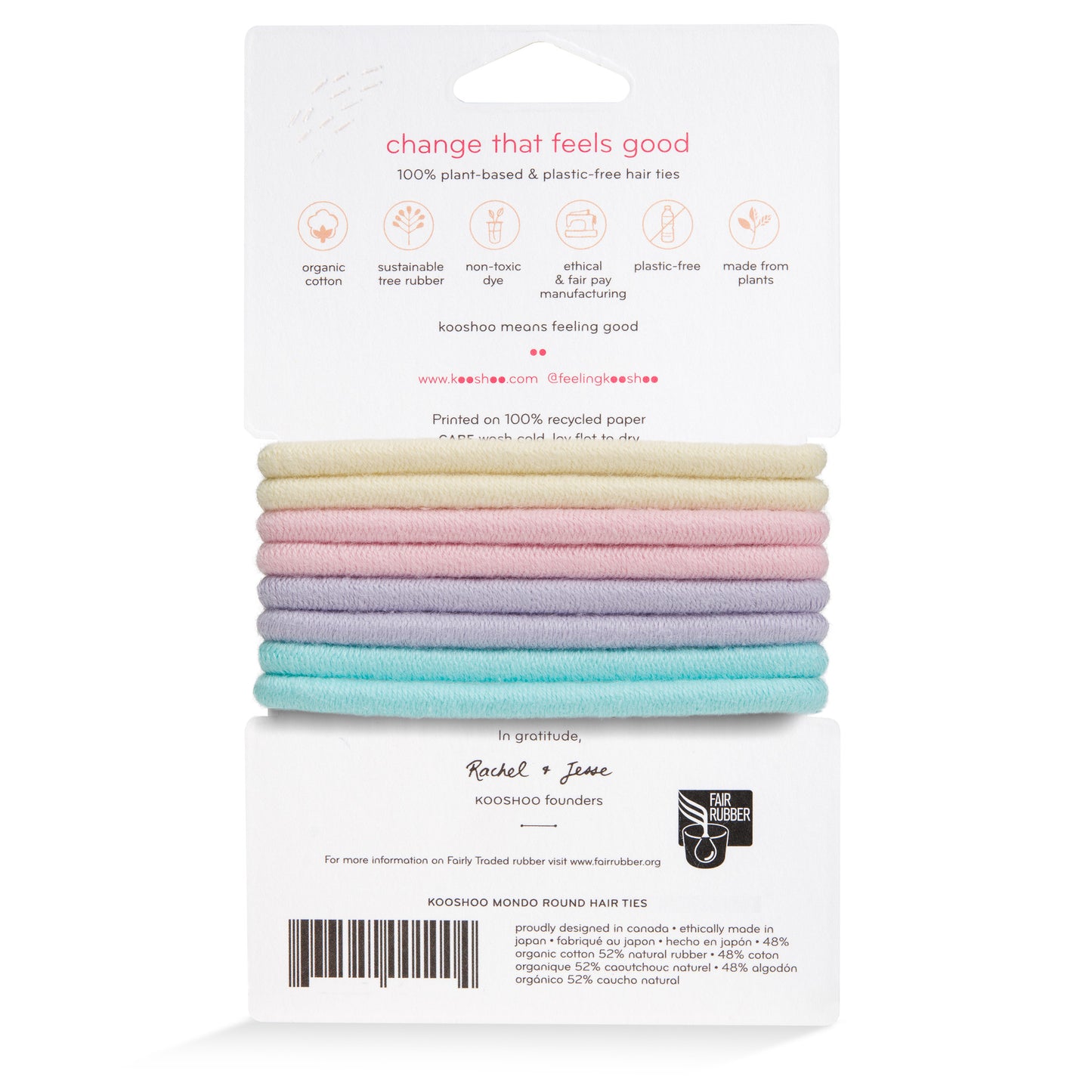 Hair Ties, Plastic-Free, Pastel Blooms, Mondo Round 8 Pack