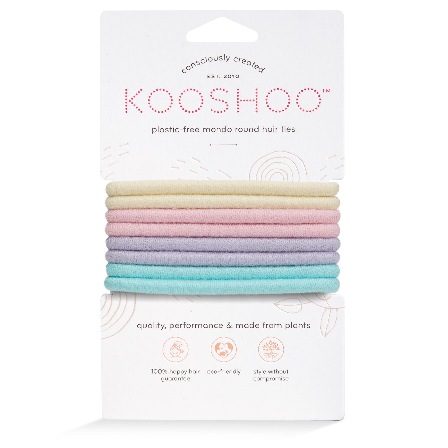 Hair Ties, Plastic-Free, Pastel Blooms, Mondo Round 8 Pack