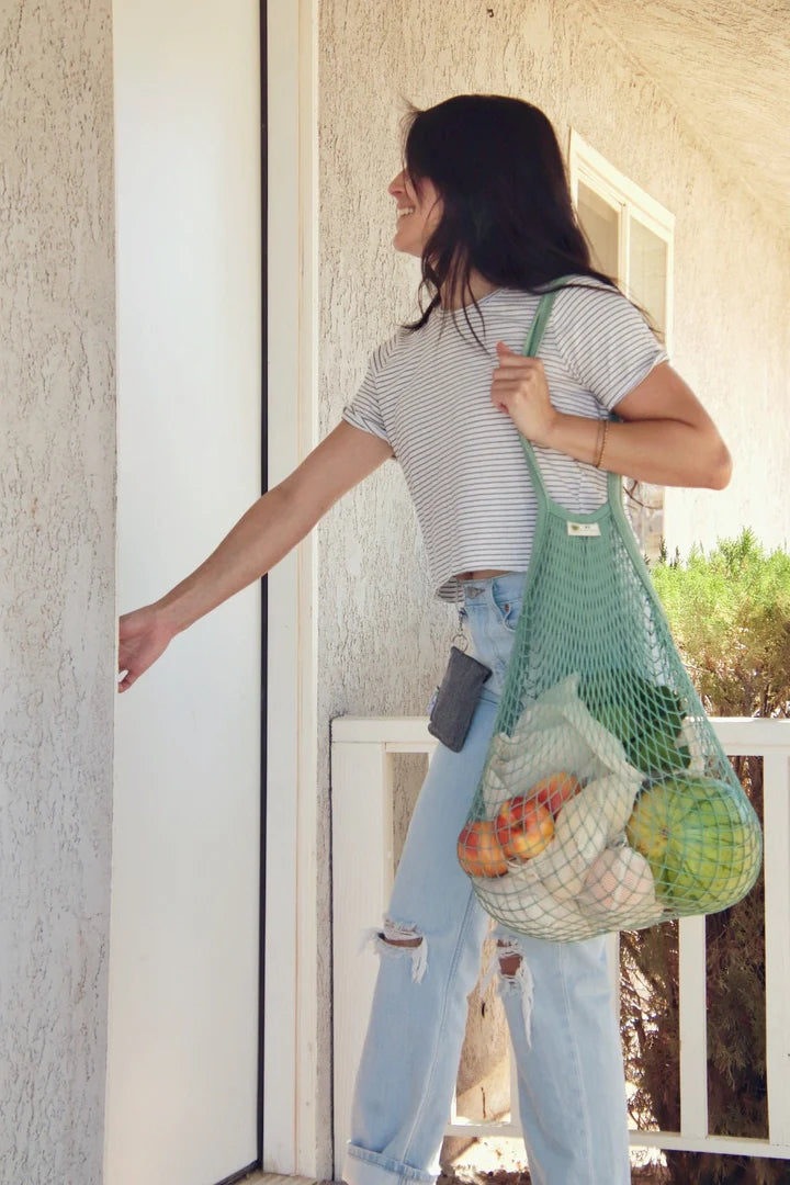 The "One Tripper" Huge Mesh Market Bag - Sage Green