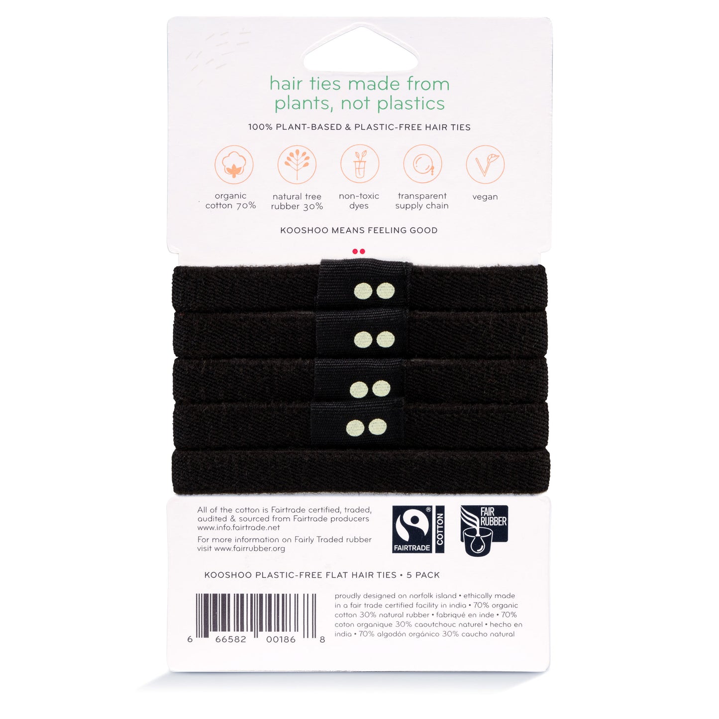 Hair Ties, Plastic-Free, Black