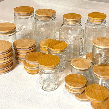 Bamboo Mason Jar Lids, Wide Mouth
