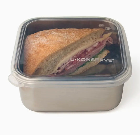 Square To-Go Container w/ Clear Silicone Lid - 30oz