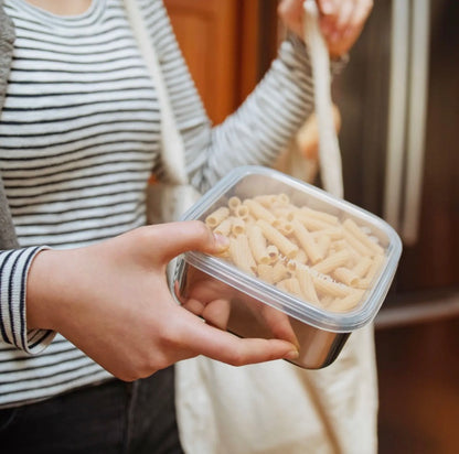 Square To-Go Container w/ Clear Silicone Lid - 30oz