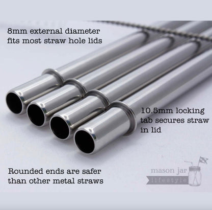 Longer Safer Rounded End Stainless Steel Straw for Quart Jars