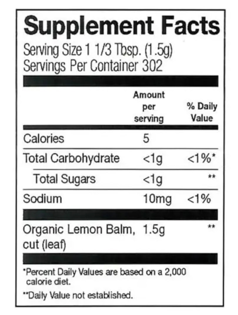 Lemon Balm Leaf, Organic (299)