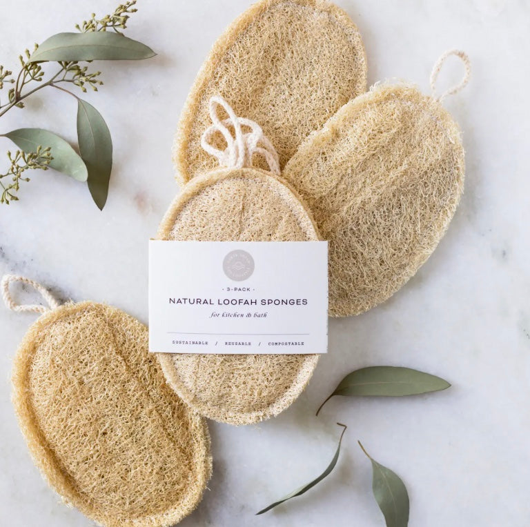 Double Layer Large Natural Loofah Sponge, 3pk