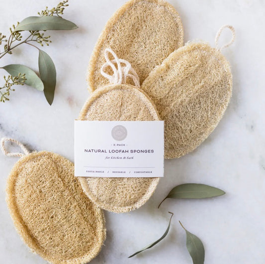 Double Layer Large Natural Loofah Sponge, 3pk