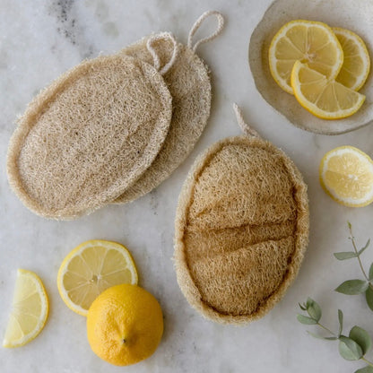 Double Layer Large Natural Loofah Sponge, 3pk