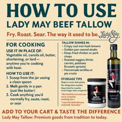 Premium Grass-Fed Beef Tallow Cooking Oil