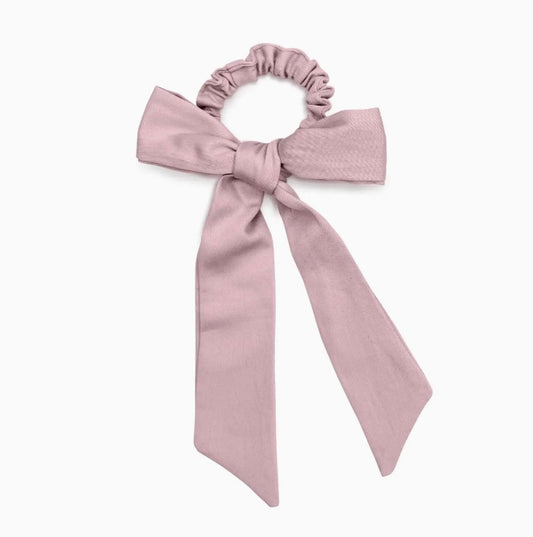 Organic Cotton, Satin Bow Scrunchie, Violet Ice