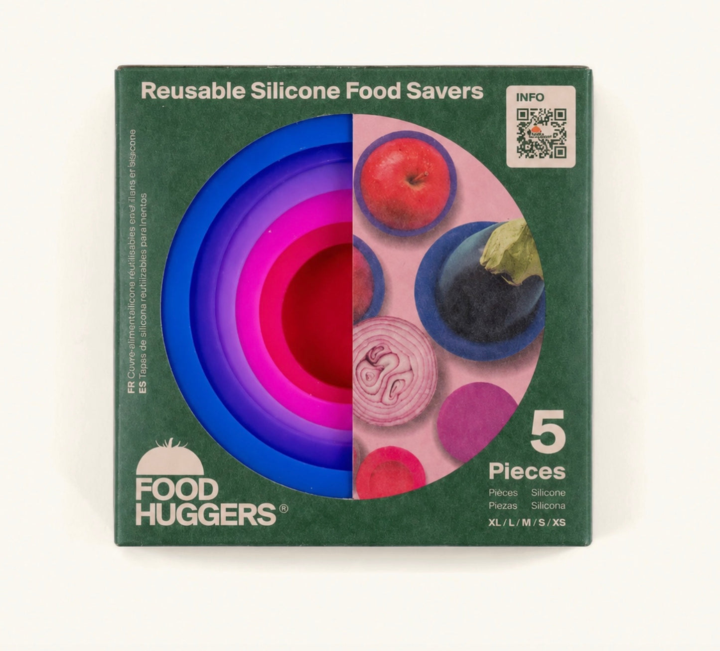 Reusable Silicone Food Savers, Set of 5, Bright Berry
