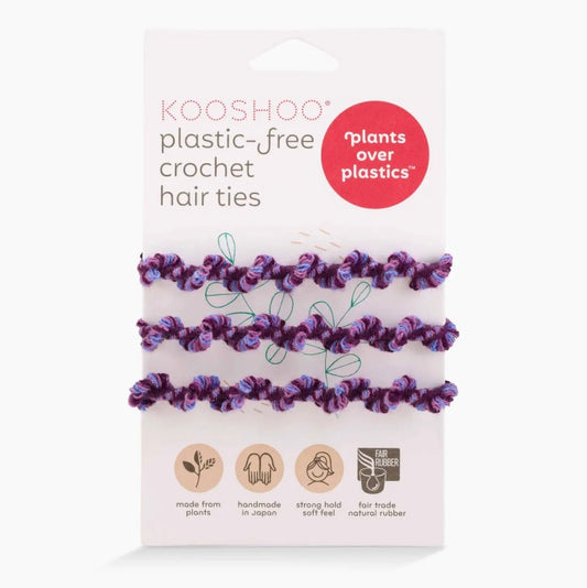 Crochet Hair Ties, Plastic-Free, Purple Frost