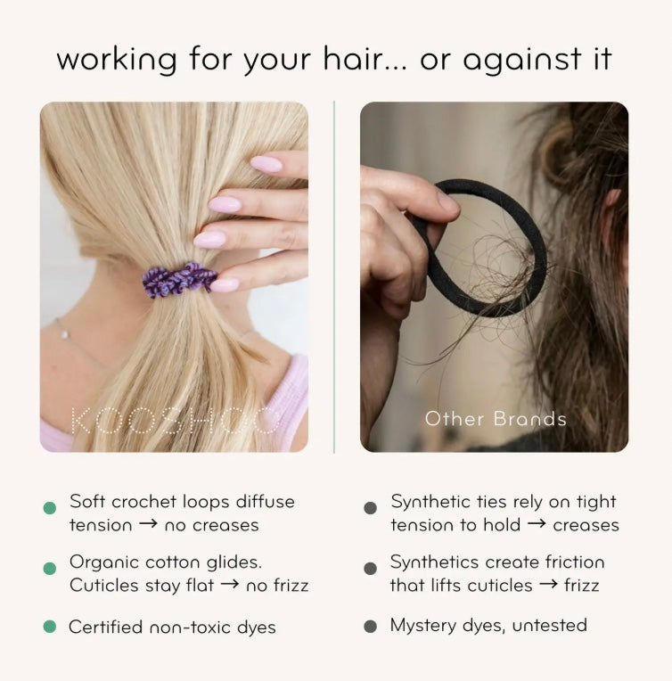 Crochet Hair Ties, Plastic-Free, Purple Frost