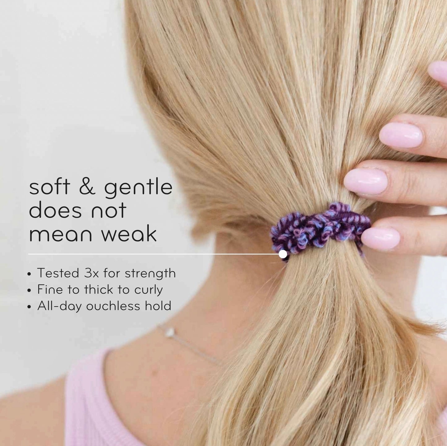 Crochet Hair Ties, Plastic-Free, Purple Frost