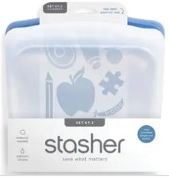Sandwich Bag 2 Pack, Clear + Deep Ocean