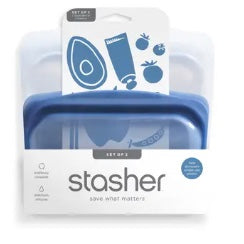Sandwich and Snack Bag 2 Pack, Clear + Deep Ocean