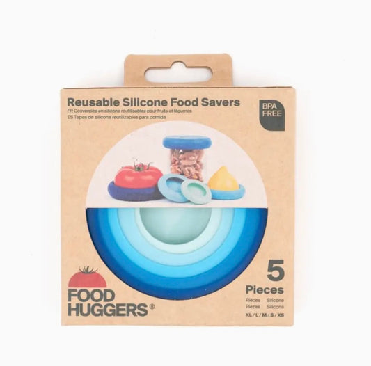 Reusable Silicone Food Saver, Set of 5, Ice Blue