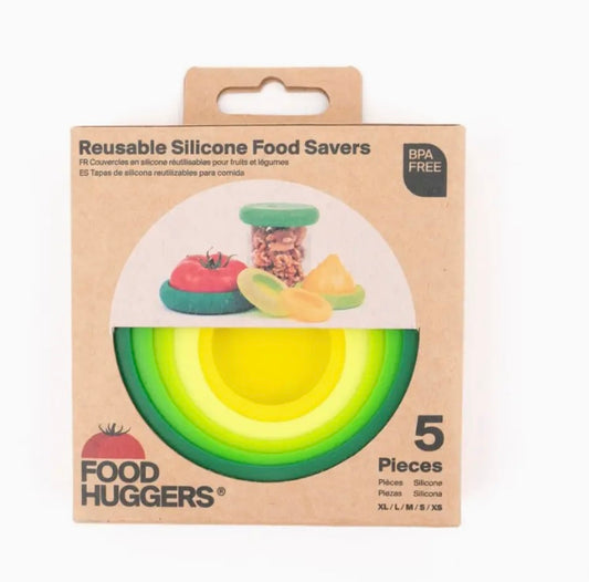 Reusable Silicone Food Savers, Set of 5, Fresh Green