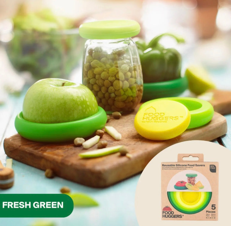 Reusable Silicone Food Savers, Set of 5, Fresh Green