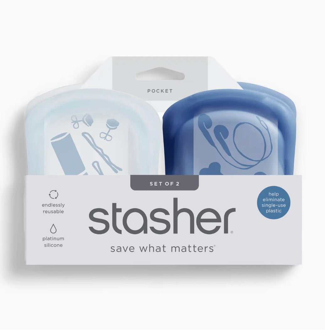 Pocket 2-pack, Clear + Deep Ocean