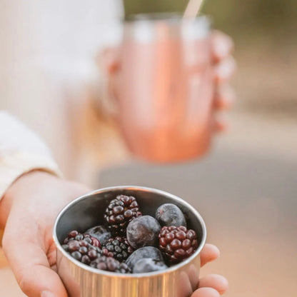 Round Stainless Steel Container w/ Clear Silicone Lid - 5oz