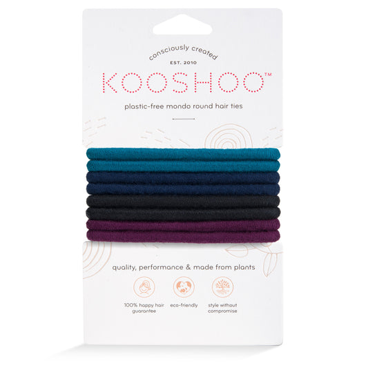 Hair Ties, Plastic-Free, Dark Hues, Mondo Round 8 Pack