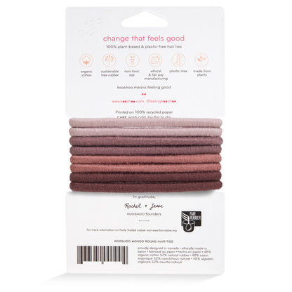Hair Ties, Plastic-Free, Earth Tints, Mondo Round 8 Pack