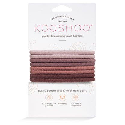 Hair Ties, Plastic-Free, Earth Tints, Mondo Round 8 Pack