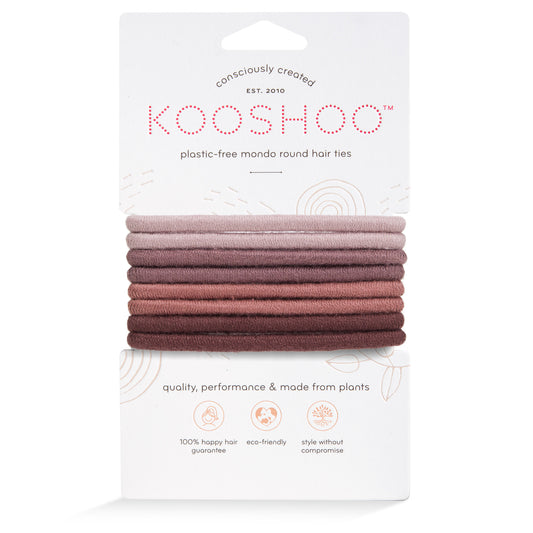 Hair Ties, Plastic-Free, Earth Tints, Mondo Round 8 Pack