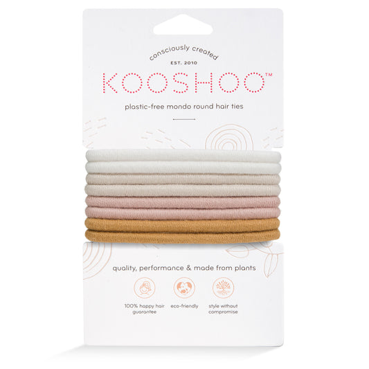 Hair Ties, Plastic-Free, Golden Fibers, Mondo Round 8 Pack