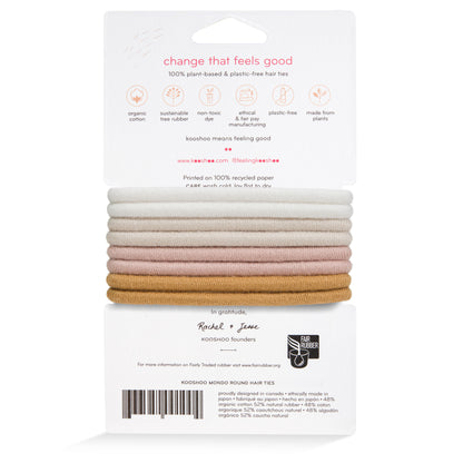 Hair Ties, Plastic-Free, Golden Fibers, Mondo Round 8 Pack