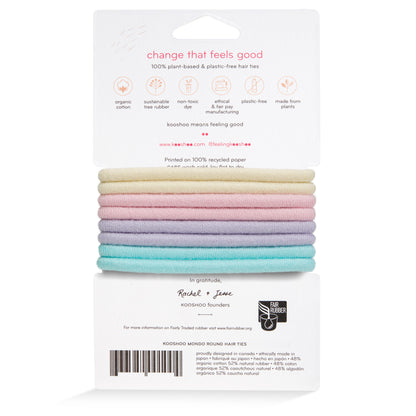 Hair Ties, Plastic-Free, Pastel Blooms, Mondo Round 8 Pack