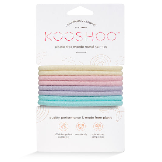 Hair Ties, Plastic-Free, Pastel Blooms, Mondo Round 8 Pack