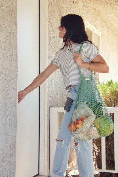 The "One Tripper" Huge Mesh Market Bag - Sage Green