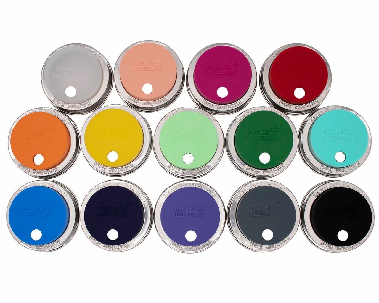 Silicone Straw Hole Tumbler w/ Stainless Steel Band for Jars